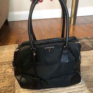 Prada Black Nylon Bag with Leather Trim